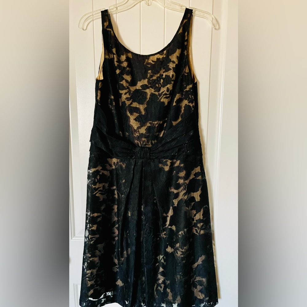 Ralph Lauren Black A-Line Lace Midi Dress